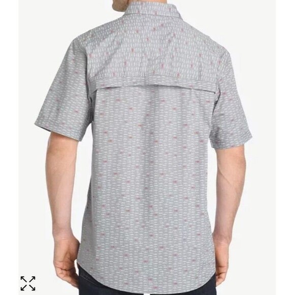 G.H. Bass & Co. Men's Printed Fishing Shirt Short Sleeve Size XL Grey - Picture 2 of 16